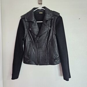 Rebecca Minkoff leather Jacket convertible vest cashmere sleeves